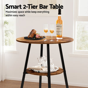 Artiss Bar Table | Industrial | 2-Tier Organizer | MDF Top | Steel Frame