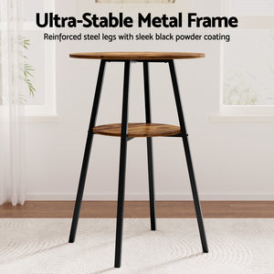 Artiss Bar Table | Industrial | 2-Tier Organizer | MDF Top | Steel Frame