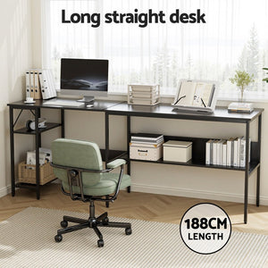 L-Shaped Computer Desk | Open Shelving | Home Office | Black