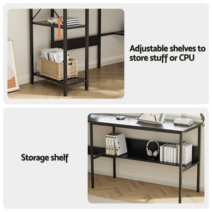 L-Shaped Computer Desk | Open Shelving | Home Office | Black