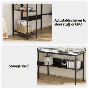 L-Shaped Computer Desk | Open Shelving | Home Office | Black