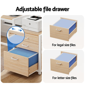 Office Study Desk | 160cm | Drawers + Open Shelf | Oak Finish