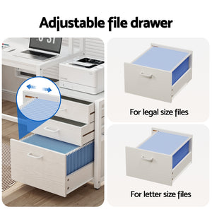 Home Office Desk | 160cm | Storage Drawers + Open Shelf | White