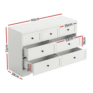 7 Drawer Chest of Drawers | Dresser Cabinet | White
