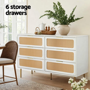 Artiss Chest of Drawers | 6 Drawer Lowboy Cabinet | White