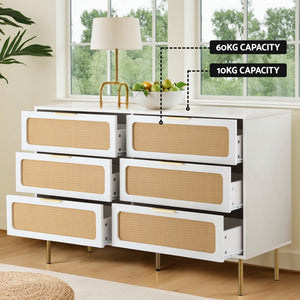 Artiss Chest of Drawers | 6 Drawer Lowboy Cabinet | White