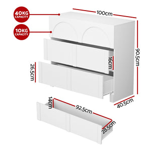 Chest of Drawers | 3-Drawer Lowboy Dresser | White Finish