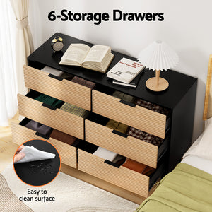 6 Drawer Dresser | Chest of Drawers | Black & Pine