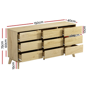 9 Chest of Drawers | Tallboy Cabinet | XAVI Pine