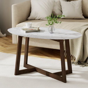 Coffee Table | Oval Marble Effect | Contemporary Home Décor