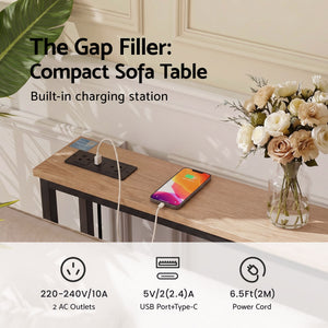 Console Table | Hallway Display Desk with Charging Station | Wood Look