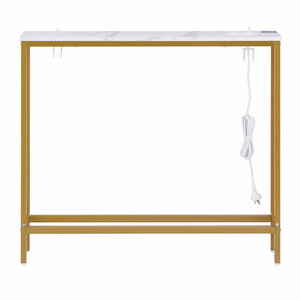 Artiss Console Table Entryway Hallway Display Desk Charging Station Marble Finish White & Gold