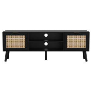 TV Unit 150cm | Storage Cabinet Entertainment Unit | Black Finish