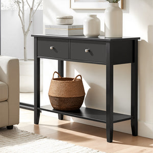 Console Table 80cm | 2 Drawers | Hallway Entryway | Black