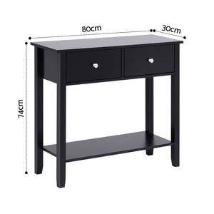 Console Table 80cm | 2 Drawers | Hallway Entryway | Black