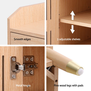Shoe Rack Cabinet | 4-Tier | 16 Pairs | Pine