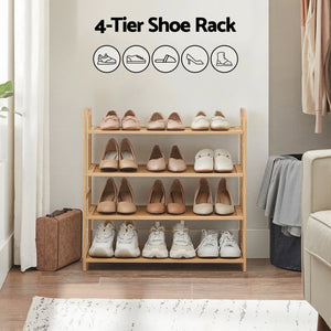 4 Tier Shoe Rack | Bamboo Storage Organiser