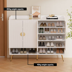 Artiss Shoe Cabinet Bench Set Adjustable Shelf Hallway Living Room White
