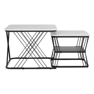 Nesting Coffee Tables Set 2pc | Marble Effect | Space Saving