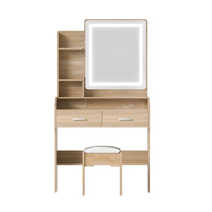Dressing Table | LED Vanity Desk Set | Stool Included | Wood