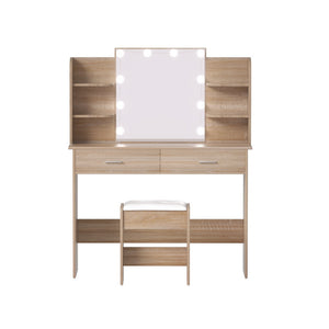 Dressing Table Set | Stool Included | 10 LED Bulbs | Wood
