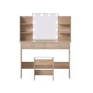 Dressing Table Set | Stool Included | 10 LED Bulbs | Wood