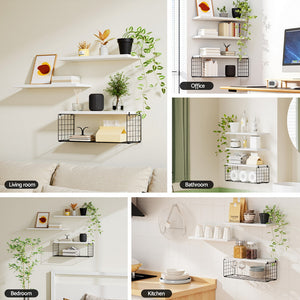Floating Wall Shelves Set 3pc | Wall Mounted | White