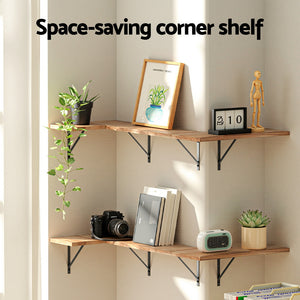 Corner Floating Shelves Set 4pc | Wall Mounted | Wood
