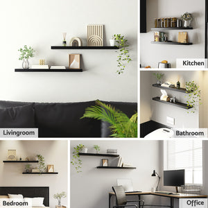 Floating Wall Shelves Set 2pc | 90cm | Black