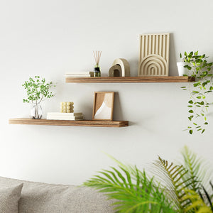 Floating Wall Shelves Set 2pc | 90cm | Wood Finish