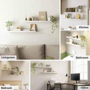 Floating Wall Shelves Set 2pc | 90cm | White