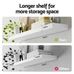 Floating Wall Shelves Set 2pc | 90cm | White