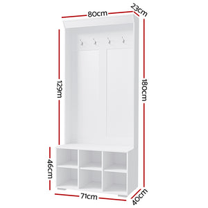 Shoe Rack Cabinet | Hall Tree | Coat Rack | 180CM | White