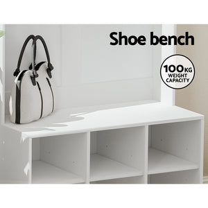 Shoe Rack Cabinet | Hall Tree | Coat Rack | 180CM | White