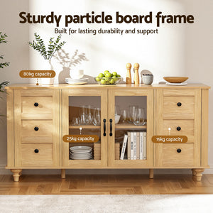 Sideboard Storage Cabinet | 150cm | Faux Drawer Detail | Pine