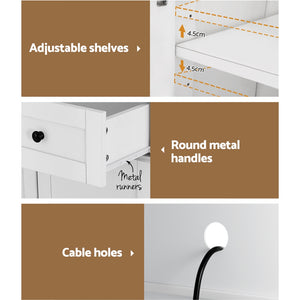 Buffet Sideboard Cabinet | Cupboard Pantry Storage | Shelves Hutch | White