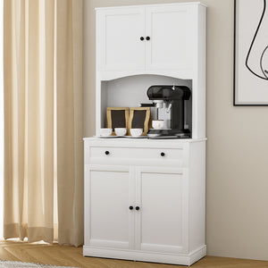 Buffet Sideboard Cabinet | Cupboard Pantry Storage | Shelves Hutch | White