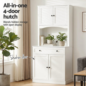 Buffet Hutch Pantry Cabinets | 2 Pack | Kitchen Storage | White