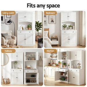Artiss 2x Buffet Sideboard Hutch Pantry Cabinet Kitchen Storage BEINI White