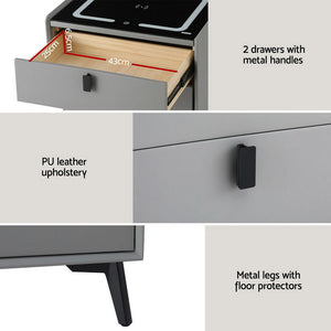 Smart Bedside Table | Wireless Charging | AIKA | Grey