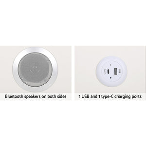 Smart Bedside Table | 2 Drawers | Wireless Charging Ports | LED White | AIKA