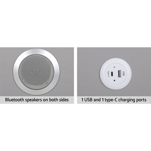 Smart Bedside Table | 2 Drawers | Wireless Charging Ports | LED Grey | AIDA