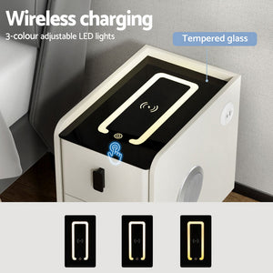 Smart Bedside Table | Wireless Charging | AIDA | White
