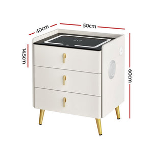 Bedside Table | Wireless Charging | ALMA | White