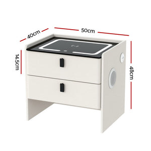 Smart Bedside Table | Wireless Charging | BESS | White
