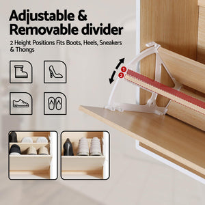 Shoe Rack Cabinet | 24 Pair Storage | Adjustable Shelves | Pine Finish