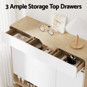 Shoe Storage Cabinet | Up To 25 Pairs | Pine & White Finish