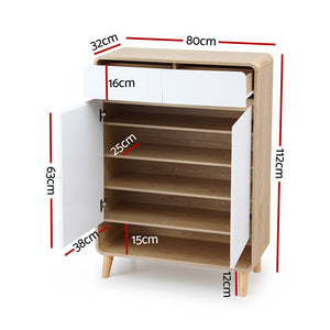 Shoe Cabinet | Holds Up To 20 Pairs | Storage Cupboard | Pine & White