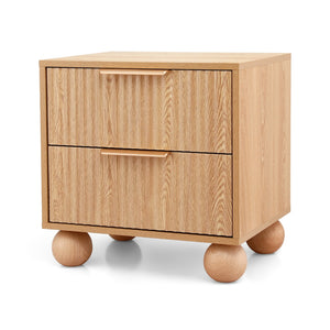 Rattan Bedside Table | 2 Drawers | Pine Finish