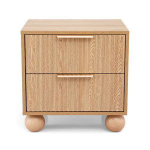 Rattan Bedside Table | 2 Drawers | Pine Finish